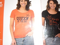 24x dames t-shirt koningsdag queen of the day + kingsdag - afbeelding 2 van  3