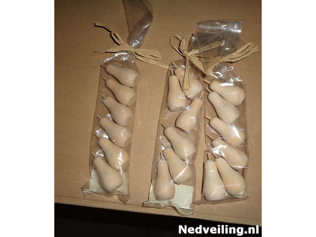 24x houten peertjes 6 stuks decoratie - afbeelding 3 van  3