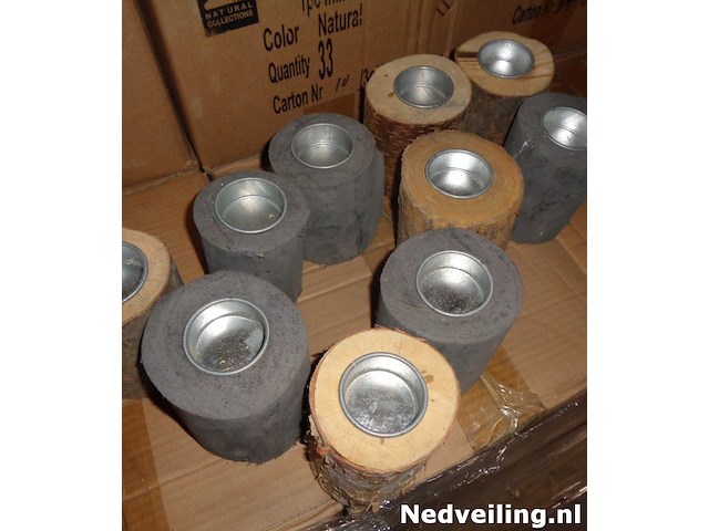 24x houten waxinelichthouders assorti - afbeelding 1 van  3