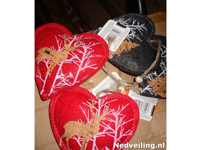 24x kerst decoratiehanger hart 2 kleuren - afbeelding 3 van  3