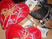 24x kerst decoratiehanger hart 2 kleuren - afbeelding 2 van  3