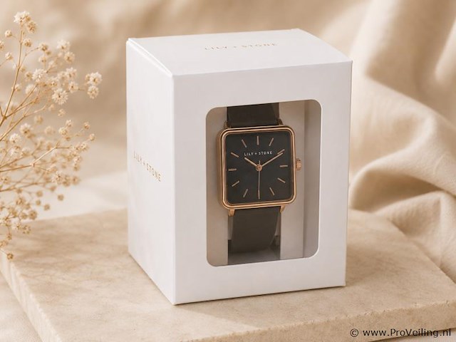 24x lily & stone dameshorloge - zwart/rosé goud - afbeelding 2 van  2
