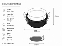 25 x downlight fitting – gu10 – zwart – ø90mm – ip20 – mint-1 - afbeelding 4 van  4