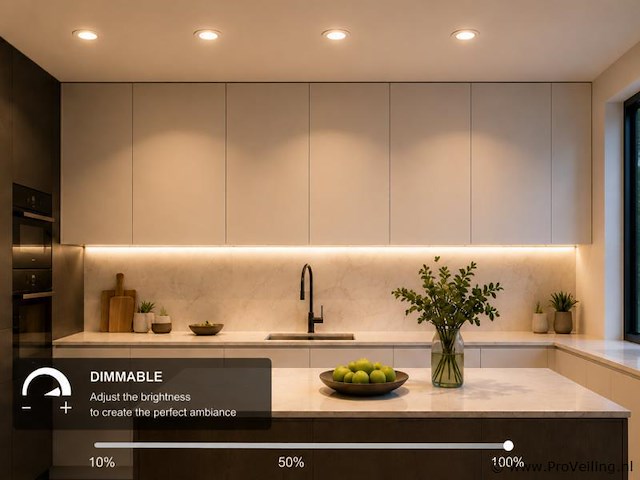 25 x led downlight – 7w – draaibaar – dimbaar – 3000k warm – zilver - afbeelding 1 van  4