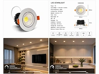 25 x led downlight – 7w – draaibaar – dimbaar – 3000k warm – zilver - afbeelding 4 van  4