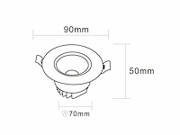 25 x led downlight – 7w – draaibaar – dimbaar – 6500k koud wit – wit - afbeelding 4 van  5