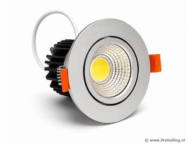 25 x led downlight – 7w – draaibaar – dimbaar – 6500k koud wit – zilver - afbeelding 2 van  4