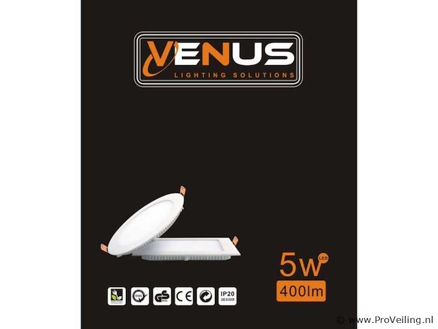 25 x led paneel – rond inbouw – 5w – 3000k warm wit – ip20 - afbeelding 4 van  4
