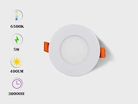 25 x led paneel – rond inbouw – 5w – 6500k koud wit – ip20