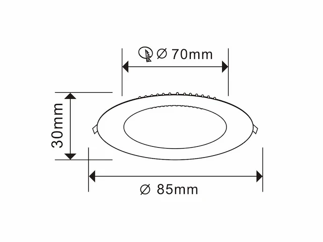 25 x led paneel – rond inbouw – 5w – 6500k koud wit – ip20 - afbeelding 3 van  4
