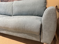 2,5 zits bank, blauw stof, rvs poten - afbeelding 4 van  5