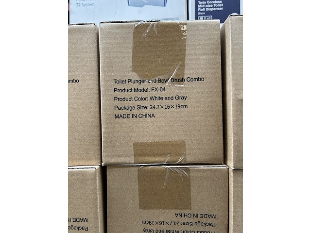 25x toiletborstel + toiletontstopper combi set, wit en grijs - afbeelding 2 van  3