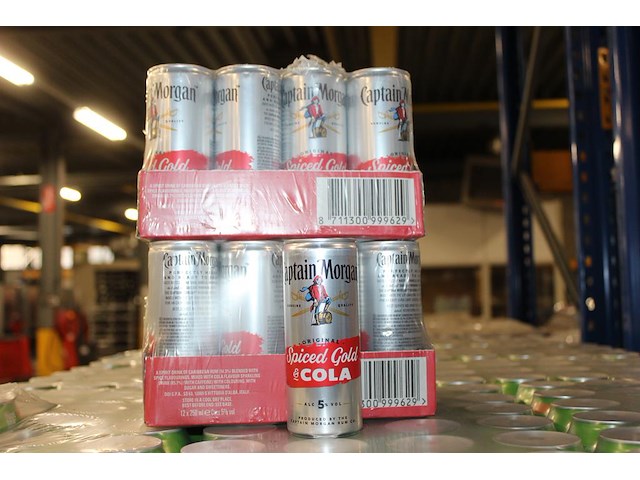 2x 12 blikken captain morgan spiced gold & cola 0,25cl. tht 11-2025. bod inclusief statiegeldwaarde van 3,6... - afbeelding 1 van  2