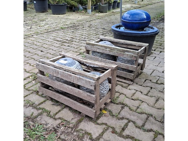 2x 2-delige set waterornamenten natuursteen - afbeelding 1 van  5