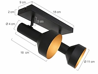 2x 2 lichts plafond spot, anne light, bundle 3336zw, zwart / goud, 2026 - afbeelding 2 van  5