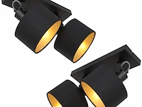 2x 2 lichts spot zwart met goud kleurige lampenkapjes, mexlite, ornoir 3334zw, 2026