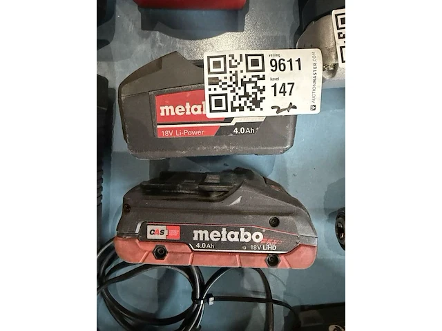 2x accu 18v lihd, metabo, 18v 4.0ah, zwart/rood - afbeelding 1 van  3