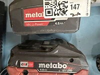 2x accu 18v lihd, metabo, 18v 4.0ah, zwart/rood