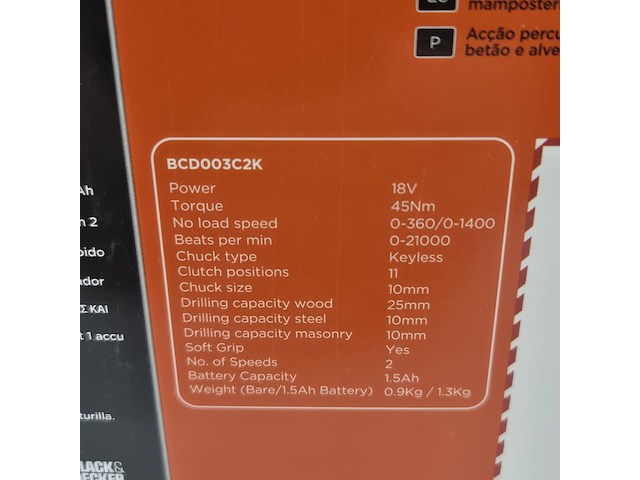 2x accu boormachine, black&decker, bcd003c2k, 2021 - afbeelding 4 van  5