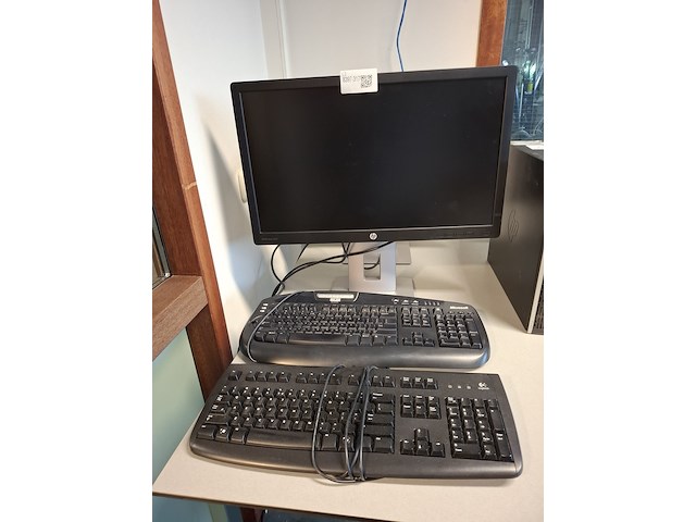 2x beeldscherm met toetsenbord hp, elite display e232 - afbeelding 1 van  6