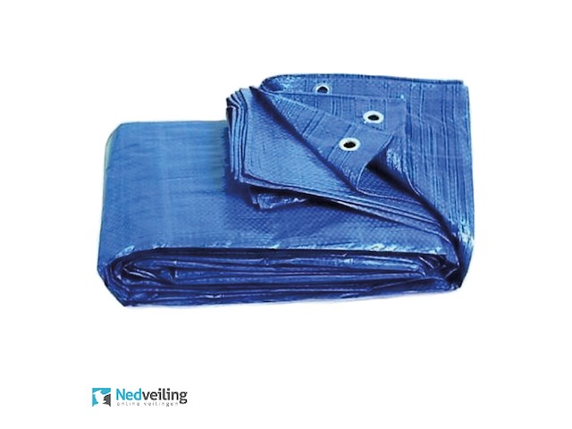 2x blauw dekzeil met ogen 4x5 meter wvp 16,90 p/st - afbeelding 1 van  3