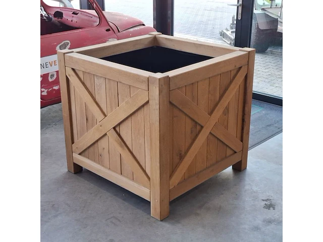 2x bloembak, massief eiken | 100x100x95 cm - afbeelding 1 van  3