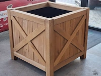 2x bloembak, massief eiken | 100x100x95 cm