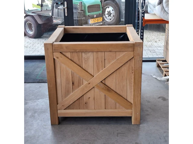 2x bloembak, massief eiken | 100x100x95 cm - afbeelding 2 van  3
