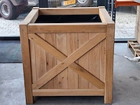 2x bloembak, massief eiken | 100x100x95 cm - afbeelding 2 van  3