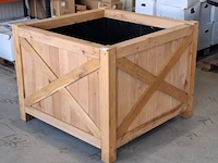 2x bloembak, massief eiken | 120x120x95 cm