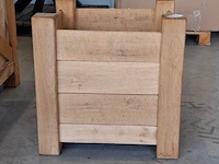 2x bloembak, massief eiken | 58x58x58 cm - afbeelding 2 van  3