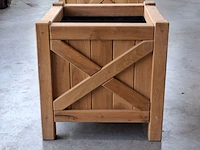 2x bloembak, massief eiken | 60x60x60 cm - afbeelding 2 van  3