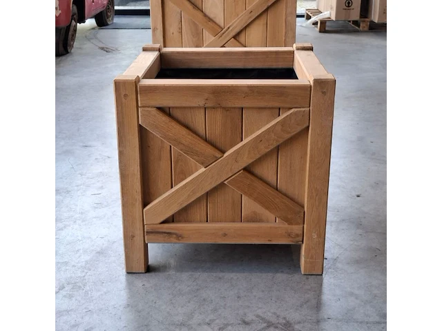 2x bloembak, massief eiken | 60x60x60 cm - afbeelding 2 van  3