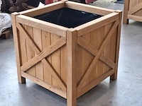 2x bloembak, massief eiken | 80x80x80 cm