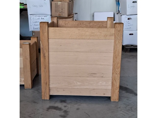2x bloembak, massief eiken | 87x87x87 cm - afbeelding 2 van  3