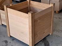 2x bloembak, massief eiken | 87x87x87 cm
