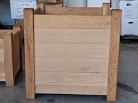 2x bloembak, massief eiken | 87x87x87 cm - afbeelding 2 van  3