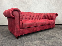 2x bordeauxrode gecapitonneerde sofa - afbeelding 3 van  14