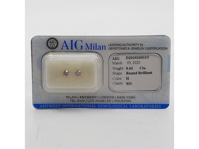 2x briljant geslepen diamanten, totaal 0,42 karaats ( si1) - afbeelding 1 van  8