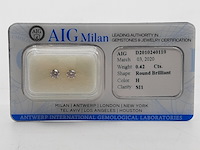 2x briljant geslepen diamanten, totaal 0,42 karaats ( si1)