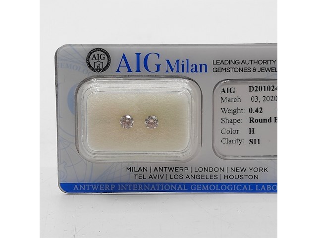 2x briljant geslepen diamanten, totaal 0,42 karaats ( si1) - afbeelding 2 van  8