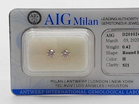 2x briljant geslepen diamanten, totaal 0,42 karaats ( si1) - afbeelding 2 van  8