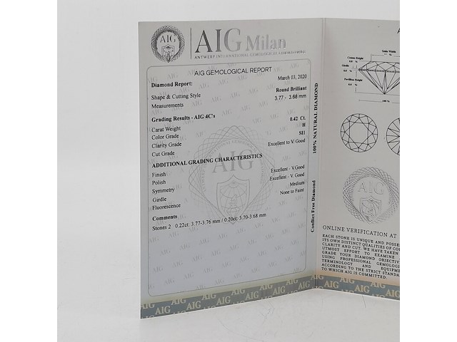 2x briljant geslepen diamanten, totaal 0,42 karaats ( si1) - afbeelding 5 van  8