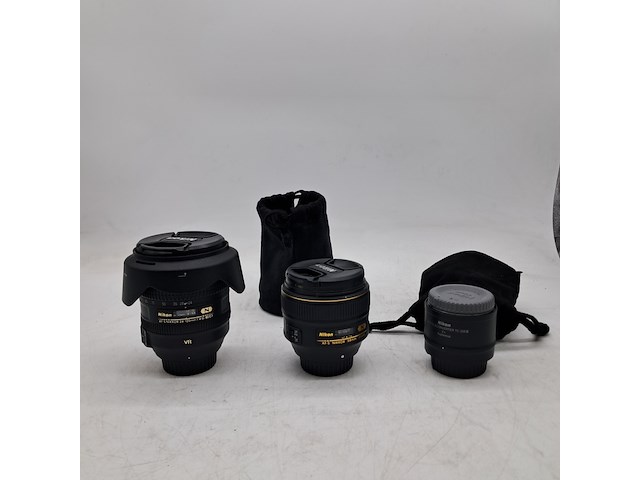 2x camera lens en 1x teleconverter, nikon, o.a. af-s nikkor 24-120mm 1:1.4g ed vr - afbeelding 1 van  9