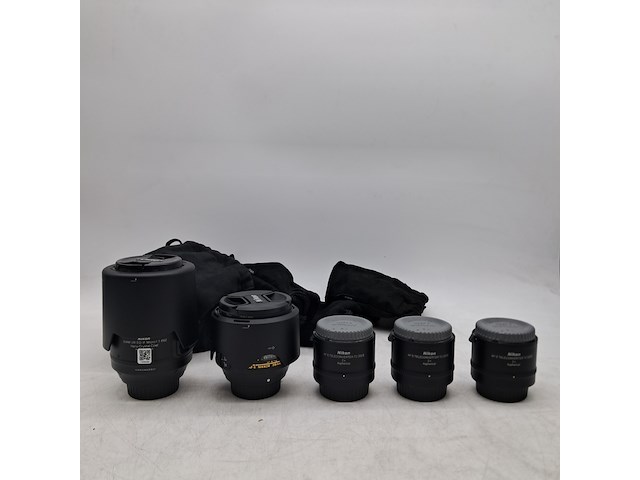 2x camera lens en 3x teleconverter, nikon, o.a. af-s micro nikkor 105mm 1:2.8g ed - afbeelding 1 van  13
