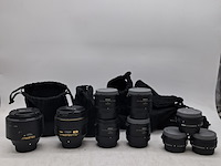 2x camera lens met 7x diverse teleconverters, nikon, o.a. af-s niikor 58mm 1:1.4g - afbeelding 1 van  10