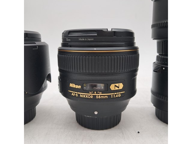 2x camera lens met 7x diverse teleconverters, nikon, o.a. af-s niikor 58mm 1:1.4g - afbeelding 4 van  10