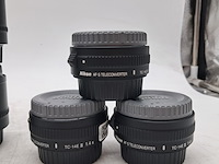 2x camera lens met 7x diverse teleconverters, nikon, o.a. af-s niikor 58mm 1:1.4g - afbeelding 9 van  10