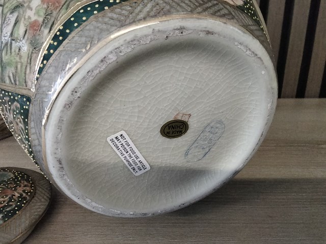 2x chinese vazen met deksel met keurmerk - afbeelding 5 van  5