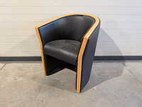2x clubfauteuil van zwart leer, rp, incl. tafel - afbeelding 5 van  8